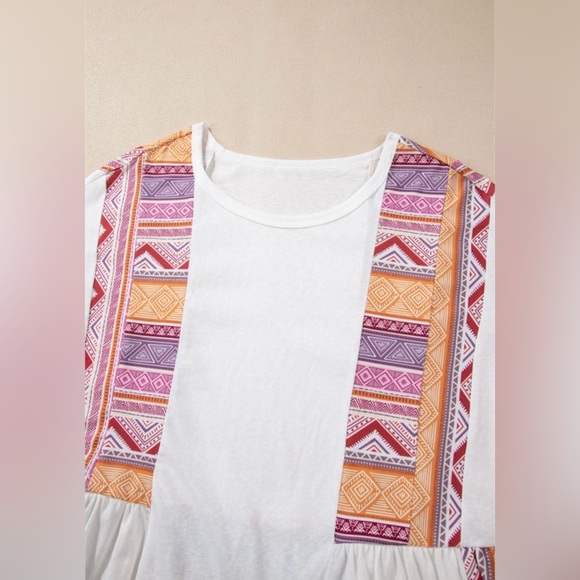 Bohemian White and Orange Tunic Top - Picture 8 of 15